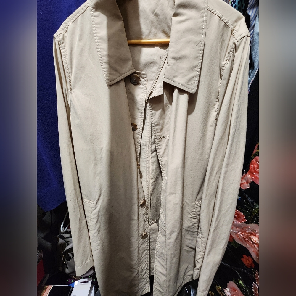 J Hilburn trenchcoat style reversible coat- beige